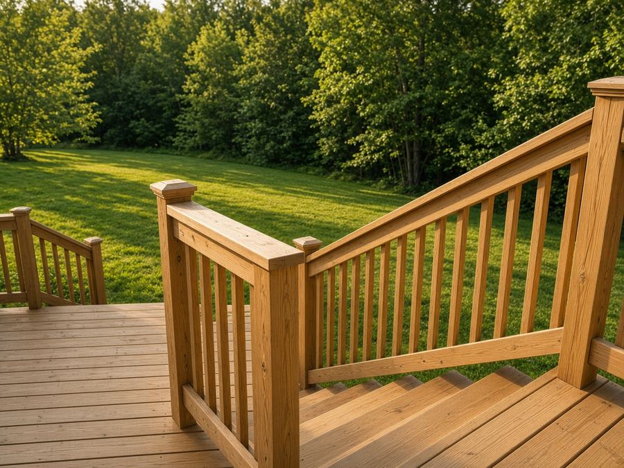 Sample photo: repaired deck railing and steps